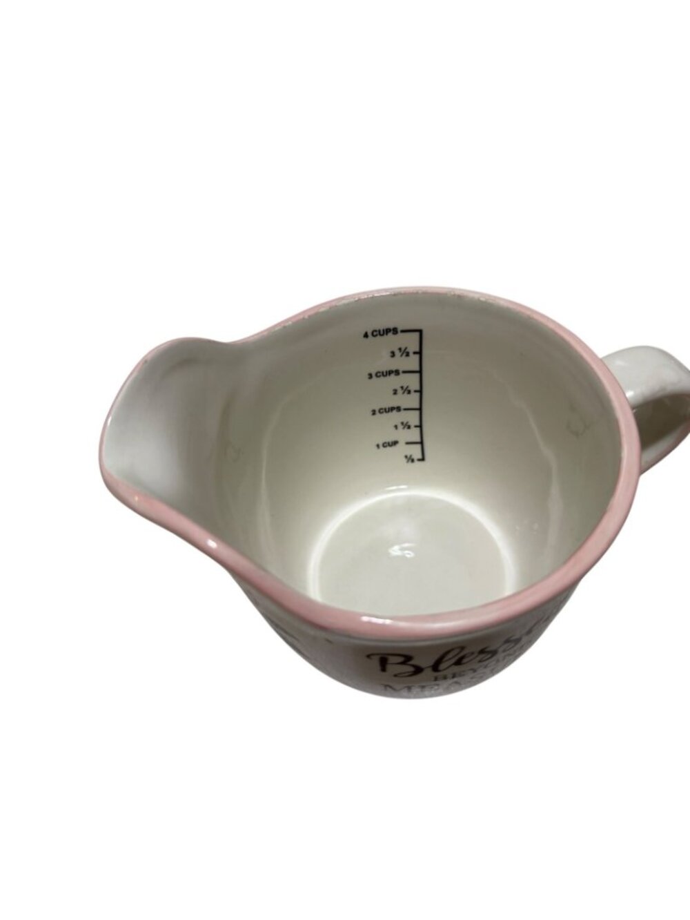 Blessed Beyond Measure Floral Ceramic 4 Cup Measuring Cup Mixing Bowl Roses - Picture 7 of 10